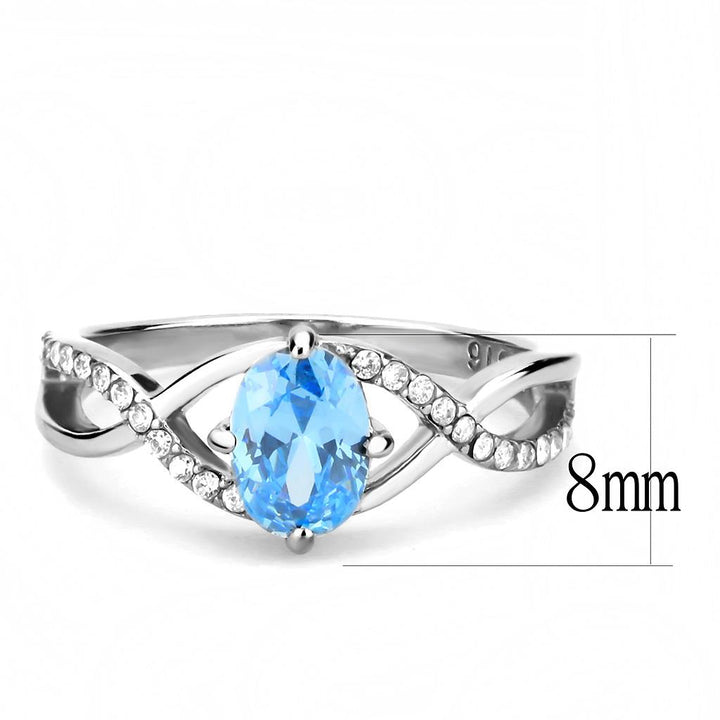 LOVCIA Stainless Steel Ring with Sea Blue AAA CZ Stone and High Polish Finish - Buy stylish Rings for women - Shop latest Ring design - Trendy Rings - Unique fashion Rings - Find the perfect Ring