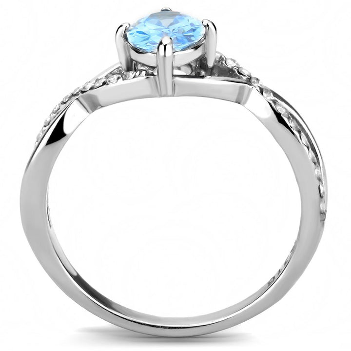 LOVCIA Stainless Steel Ring with Sea Blue AAA CZ Stone and High Polish Finish - Buy stylish Rings for women - Shop latest Ring design - Trendy Rings - Unique fashion Rings - Find the perfect Ring