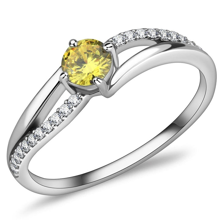 LOVCIA Topaz-Colored AAA CZ Stainless Steel Ring with High Polish Finish - Buy stylish Rings for women - Shop latest Ring design - Trendy Rings - Unique fashion Rings - Find the perfect Ring