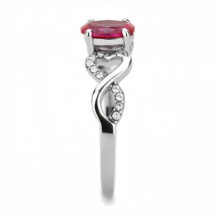 LOVCIA Stainless Steel Ring with Ruby-Colored AAA CZ Stone, High Polish Finish - Buy stylish Rings for women - Shop latest Ring design - Trendy Rings - Unique fashion Rings - Find the perfect Ring