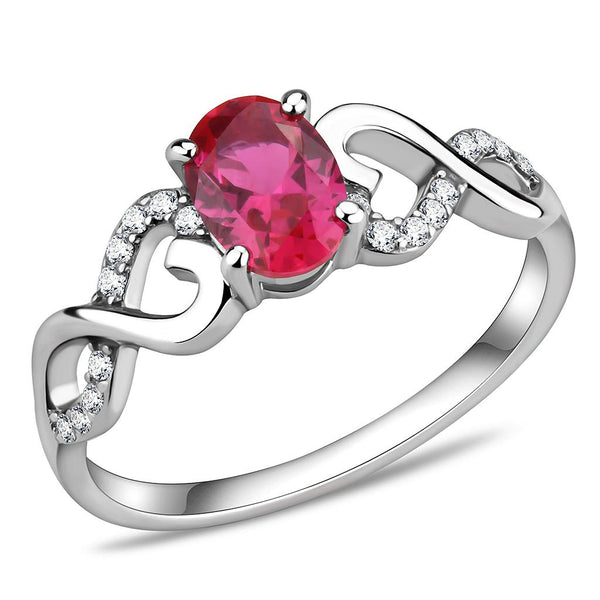 LOVCIA Stainless Steel Ring with Ruby-Colored AAA CZ Stone, High Polish Finish - Buy stylish Rings for women - Shop latest Ring design - Trendy Rings - Unique fashion Rings - Find the perfect Ring