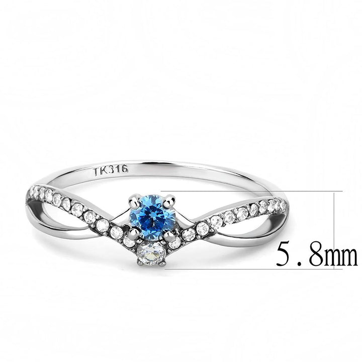 LOVCIA Stainless Steel Ring with Sea Blue AAA Grade CZ and High Polish Finish - Buy stylish Rings for women - Shop latest Ring design - Trendy Rings - Unique fashion Rings - Find the perfect Ring