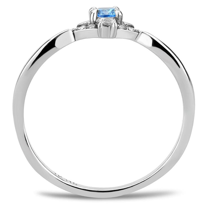 LOVCIA Stainless Steel Ring with Sea Blue AAA Grade CZ and High Polish Finish - Buy stylish Rings for women - Shop latest Ring design - Trendy Rings - Unique fashion Rings - Find the perfect Ring