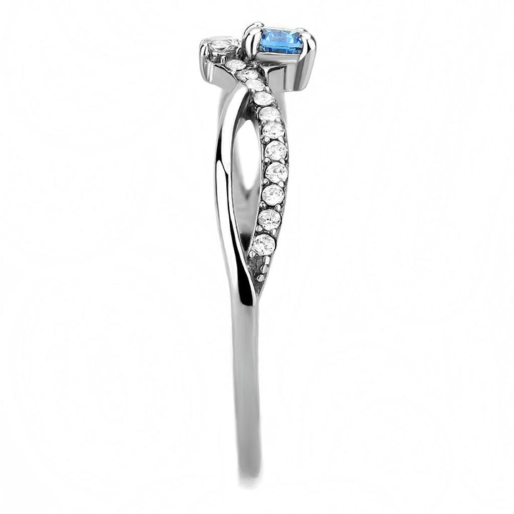 LOVCIA Stainless Steel Ring with Sea Blue AAA Grade CZ and High Polish Finish - Buy stylish Rings for women - Shop latest Ring design - Trendy Rings - Unique fashion Rings - Find the perfect Ring