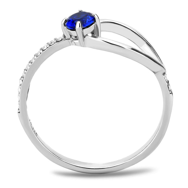 LOVCIA Stainless Steel Ring with London Blue AAA Grade CZ Stone, High Polished Finish - Buy stylish Rings for women - Shop latest Ring design - Trendy Rings - Unique fashion Rings - Find the perfect Ring