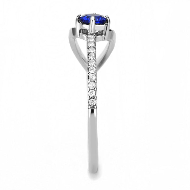 LOVCIA Stainless Steel Ring with London Blue AAA Grade CZ Stone, High Polished Finish - Buy stylish Rings for women - Shop latest Ring design - Trendy Rings - Unique fashion Rings - Find the perfect Ring