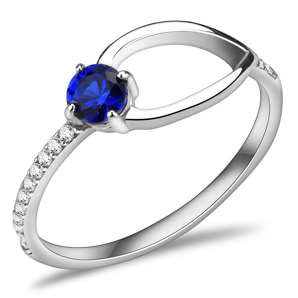 LOVCIA Stainless Steel Ring with London Blue AAA Grade CZ Stone, High Polished Finish - Buy stylish Rings for women - Shop latest Ring design - Trendy Rings - Unique fashion Rings - Find the perfect Ring