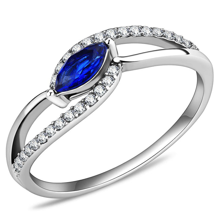 LOVCIA London Blue AAA CZ Stainless Steel Ring - High Polish Finish - Buy stylish Rings for women - Shop latest Ring design - Trendy Rings - Unique fashion Rings - Find the perfect Ring