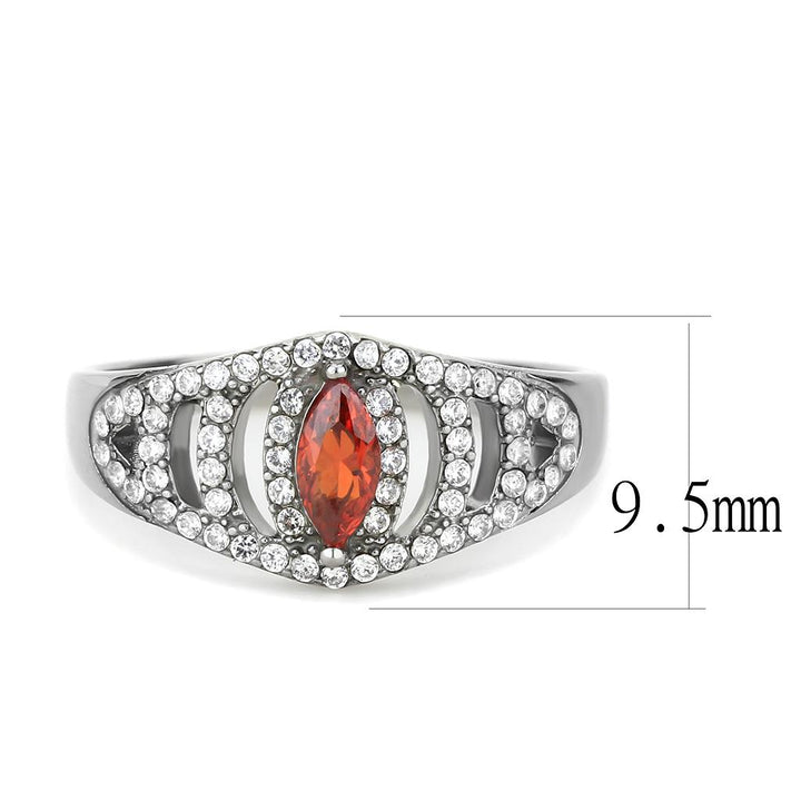 LOVCIA Stainless Steel Ring with High Polish Finish and Orange AAA CZ Stone - Buy stylish Rings for women - Shop latest Ring design - Trendy Rings - Unique fashion Rings - Find the perfect Ring