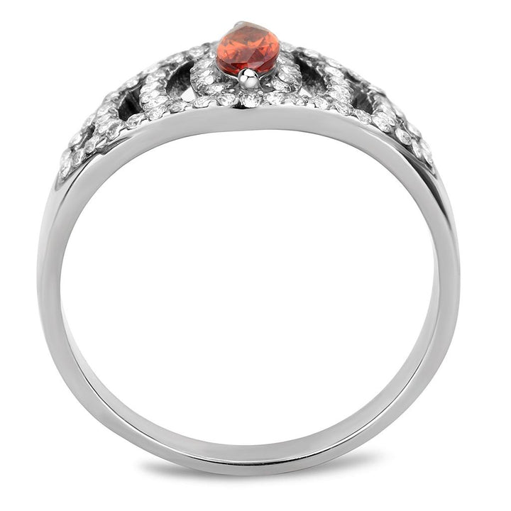 LOVCIA Stainless Steel Ring with High Polish Finish and Orange AAA CZ Stone - Buy stylish Rings for women - Shop latest Ring design - Trendy Rings - Unique fashion Rings - Find the perfect Ring