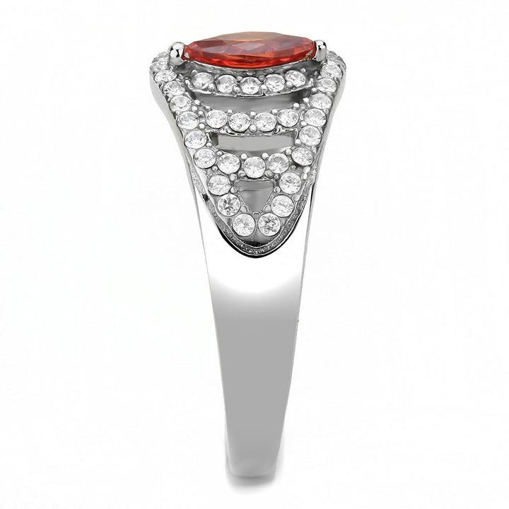 LOVCIA Stainless Steel Ring with High Polish Finish and Orange AAA CZ Stone - Buy stylish Rings for women - Shop latest Ring design - Trendy Rings - Unique fashion Rings - Find the perfect Ring