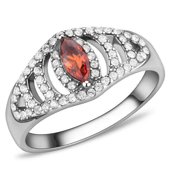 LOVCIA Stainless Steel Ring with High Polish Finish and Orange AAA CZ Stone - Buy stylish Rings for women - Shop latest Ring design - Trendy Rings - Unique fashion Rings - Find the perfect Ring