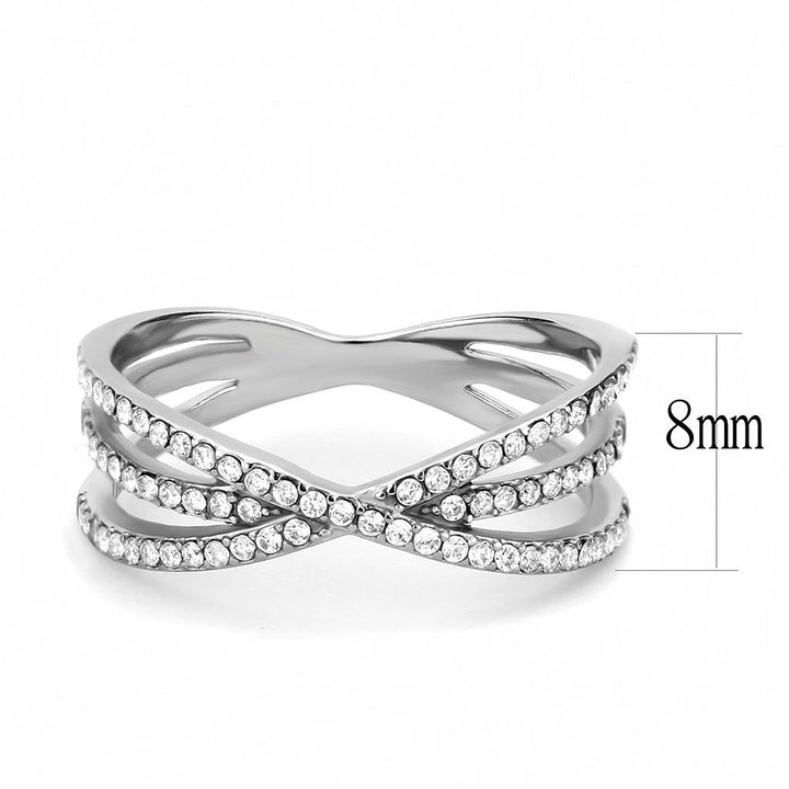 LOVCIA Stainless Steel Ring with Clear AAA Grade CZ Stone, High Polished Finish - Buy stylish Rings for women - Shop latest Ring design - Trendy Rings - Unique fashion Rings - Find the perfect Ring