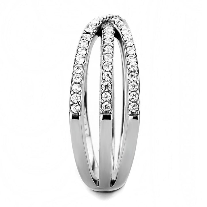 LOVCIA Stainless Steel Ring with Clear AAA Grade CZ Stone, High Polished Finish - Buy stylish Rings for women - Shop latest Ring design - Trendy Rings - Unique fashion Rings - Find the perfect Ring