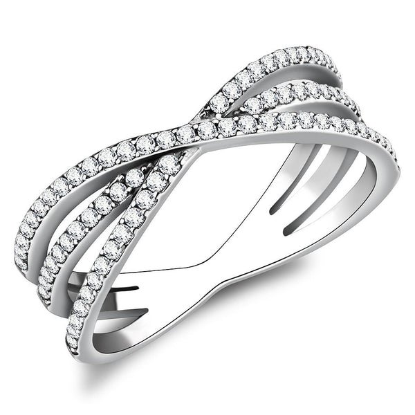 LOVCIA Stainless Steel Ring with Clear AAA Grade CZ Stone, High Polished Finish - Buy stylish Rings for women - Shop latest Ring design - Trendy Rings - Unique fashion Rings - Find the perfect Ring