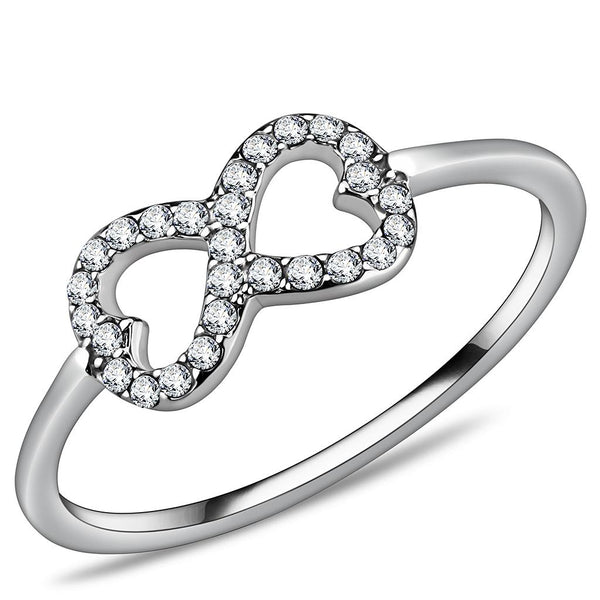 LOVCIA AAA Grade Clear CZ Stainless Steel Ring with High Polish Finish - Buy stylish Rings for women - Shop latest Ring design - Trendy Rings - Unique fashion Rings - Find the perfect Ring