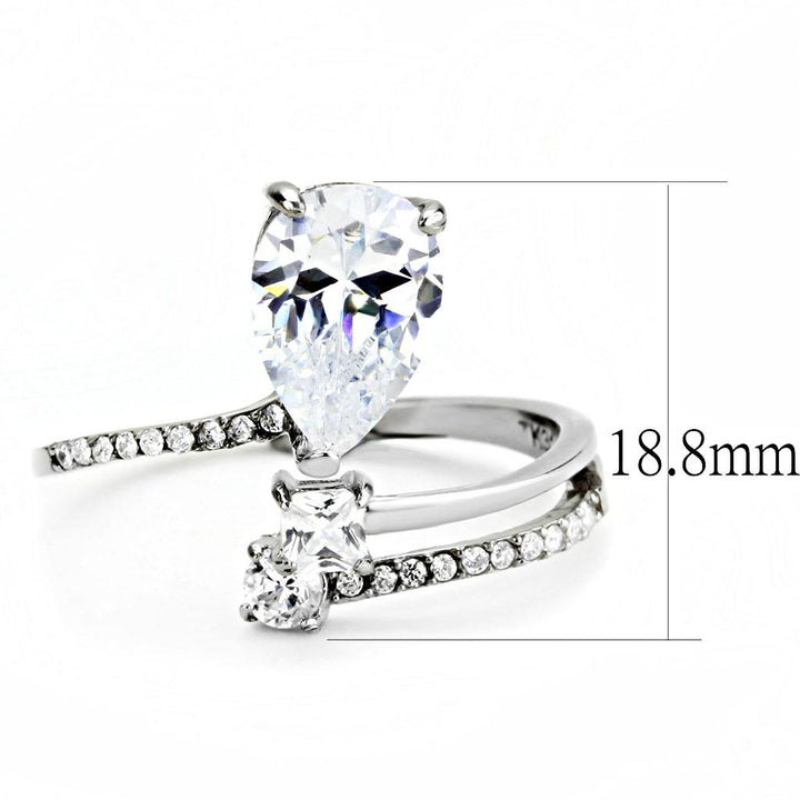 LOVCIA Stainless Steel Ring with Clear AAA Grade CZ Stone, High Polish Finish - Buy stylish Rings for women - Shop latest Ring design - Trendy Rings - Unique fashion Rings - Find the perfect Ring