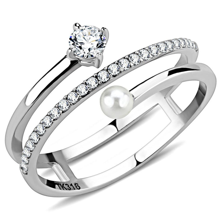 LOVCIA Sleek Stainless Steel Ring with Clear AAA Grade CZ Stone - Buy stylish Rings for women - Shop latest Ring design - Trendy Rings - Unique fashion Rings - Find the perfect Ring