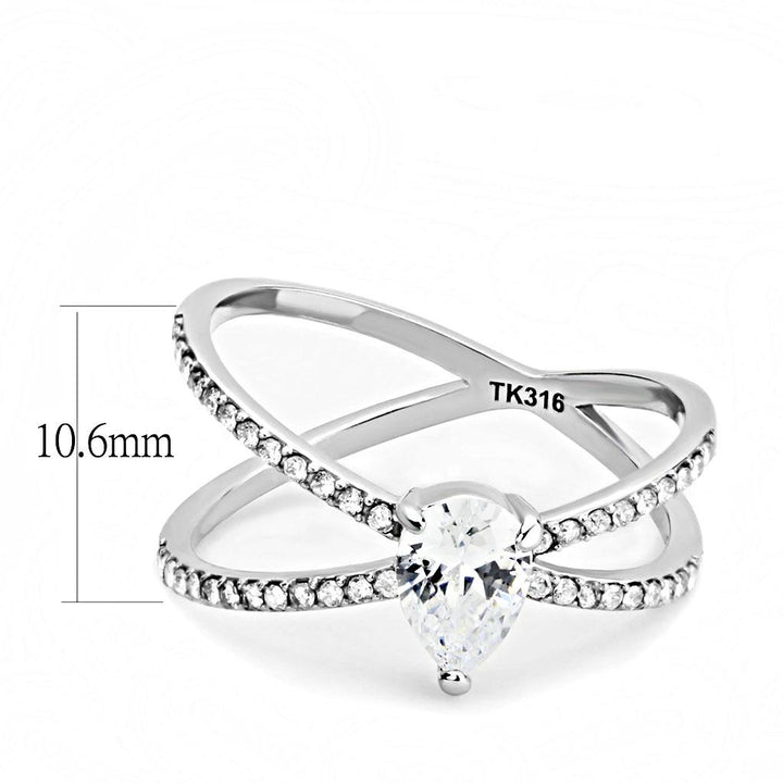 LOVCIA Stainless Steel Ring with Clear AAA Grade CZ Stone, High Polished Finish - Buy stylish Rings for women - Shop latest Ring design - Trendy Rings - Unique fashion Rings - Find the perfect Ring