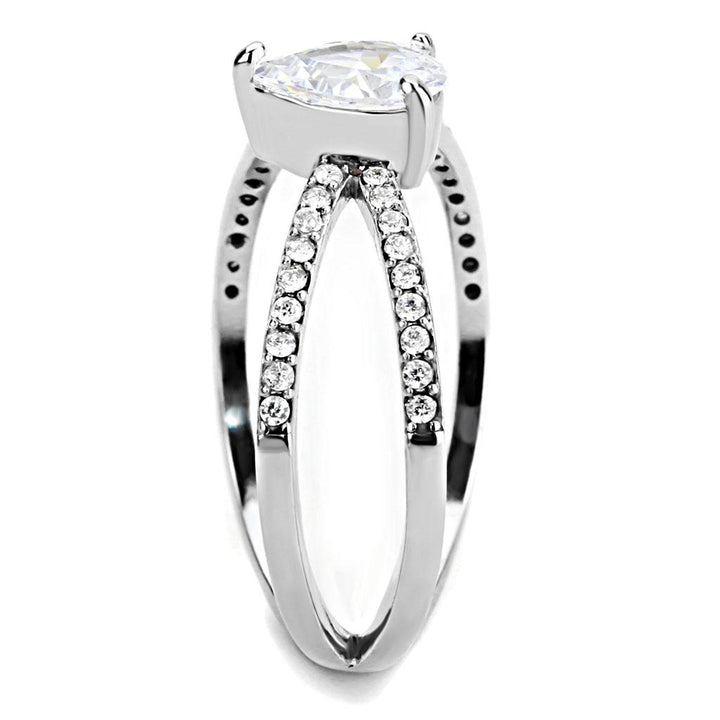 LOVCIA Stainless Steel Ring with Clear AAA Grade CZ Stone, High Polished Finish - Buy stylish Rings for women - Shop latest Ring design - Trendy Rings - Unique fashion Rings - Find the perfect Ring