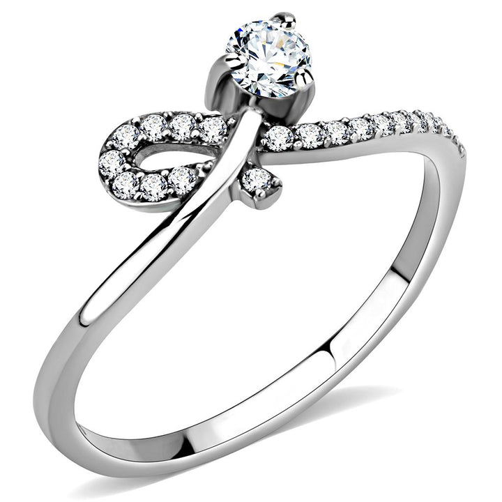 LOVCIA Sleek Stainless Steel Ring with Clear AAA Grade CZ Stone - Buy stylish Rings for women - Shop latest Ring design - Trendy Rings - Unique fashion Rings - Find the perfect Ring