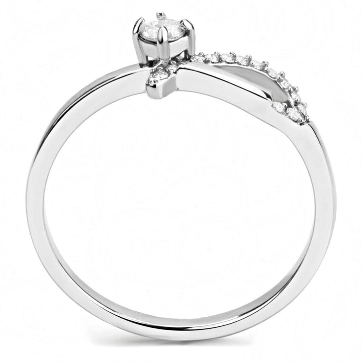 LOVCIA Stainless Steel Ring with Clear AAA Grade CZ Stone, High Polished Finish - Buy stylish Rings for women - Shop latest Ring design - Trendy Rings - Unique fashion Rings - Find the perfect Ring