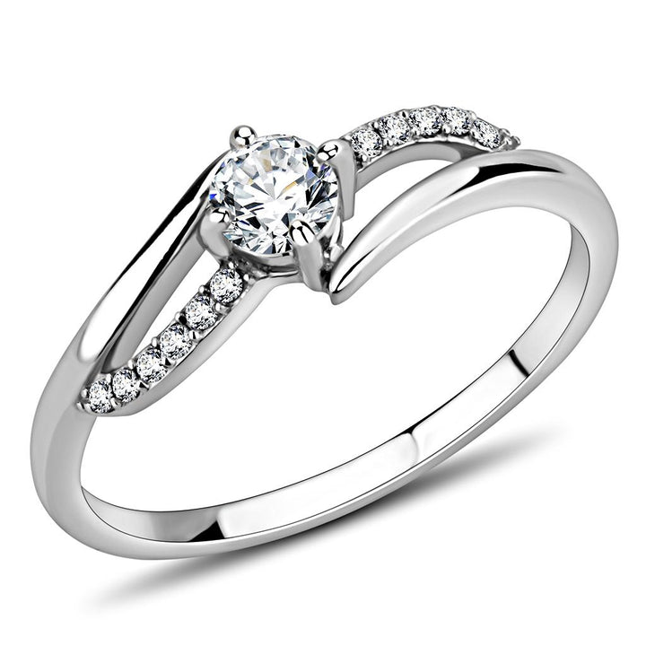 LOVCIA Sleek Stainless Steel Ring with Clear AAA Grade CZ Stone - Buy stylish Rings for women - Shop latest Ring design - Trendy Rings - Unique fashion Rings - Find the perfect Ring