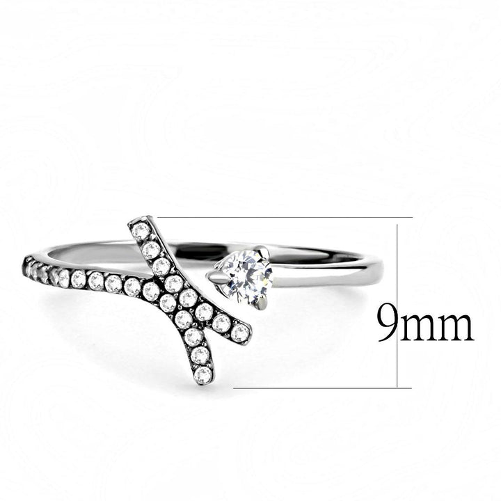 LOVCIA Stainless Steel Ring with Clear AAA Grade CZ Stone, High Polish Finish - Buy stylish Rings for women - Shop latest Ring design - Trendy Rings - Unique fashion Rings - Find the perfect Ring