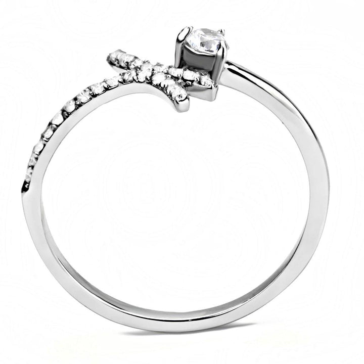 LOVCIA Stainless Steel Ring with Clear AAA Grade CZ Stone, High Polish Finish - Buy stylish Rings for women - Shop latest Ring design - Trendy Rings - Unique fashion Rings - Find the perfect Ring