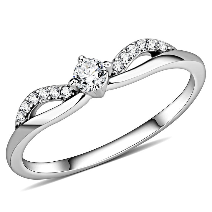 LOVCIA Stainless Steel Ring with Clear AAA CZ Stone, High Polish Finish - Buy stylish Rings for women - Shop latest Ring design - Trendy Rings - Unique fashion Rings - Find the perfect Ring