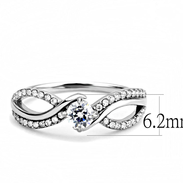 LOVCIA Stainless Steel Ring with Clear AAA Grade CZ Stone, High Polished Finish - Buy stylish Rings for women - Shop latest Ring design - Trendy Rings - Unique fashion Rings - Find the perfect Ring