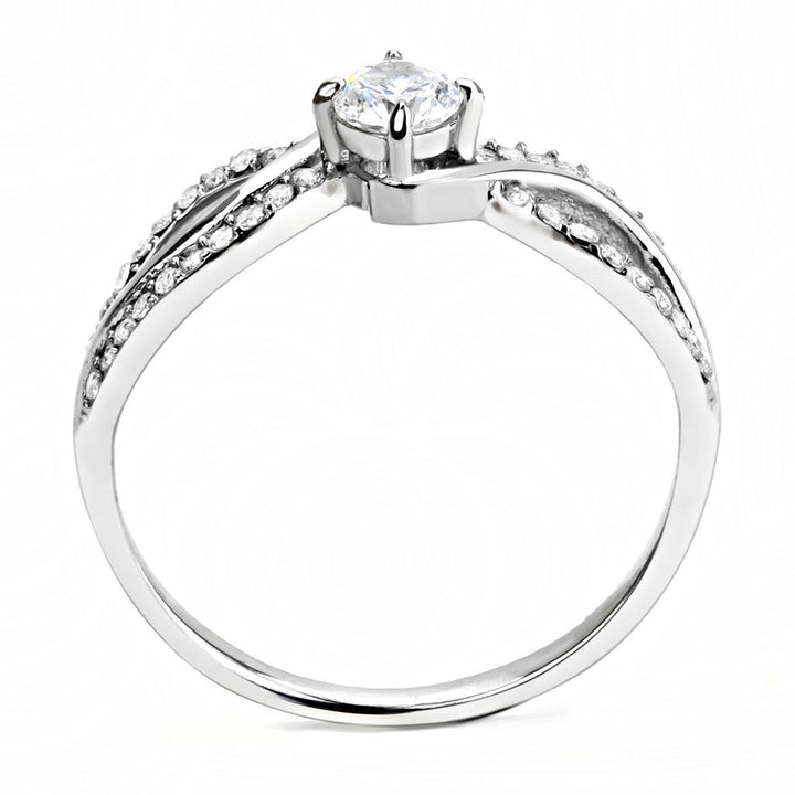 LOVCIA Stainless Steel Ring with Clear AAA Grade CZ Stone, High Polished Finish - Buy stylish Rings for women - Shop latest Ring design - Trendy Rings - Unique fashion Rings - Find the perfect Ring