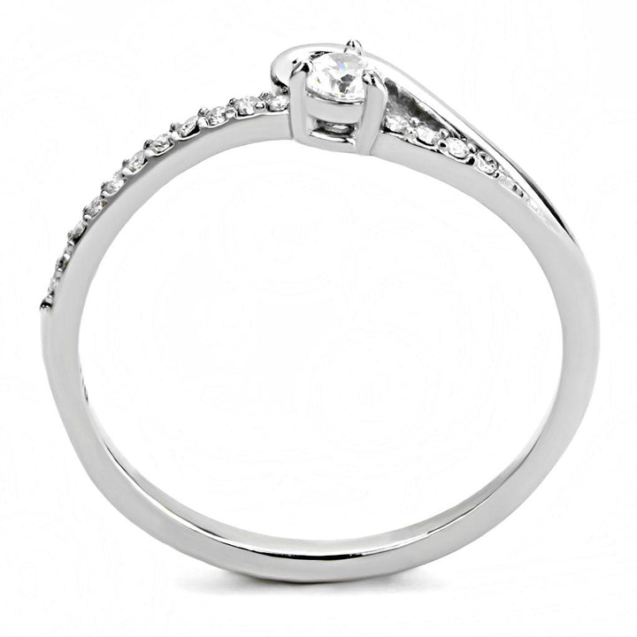 LOVCIA Elegant Stainless Steel Ring with AAA Clear CZ Center Stone - Buy stylish Rings for women - Shop latest Ring design - Trendy Rings - Unique fashion Rings - Find the perfect Ring