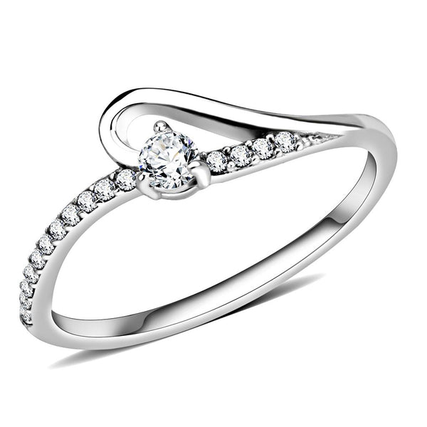 LOVCIA Elegant Stainless Steel Ring with AAA Clear CZ Center Stone - Buy stylish Rings for women - Shop latest Ring design - Trendy Rings - Unique fashion Rings - Find the perfect Ring