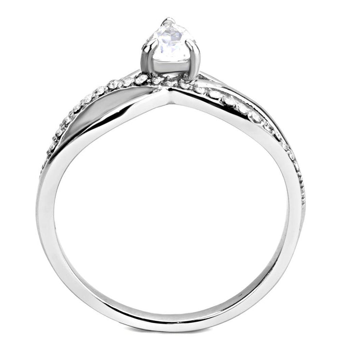 LOVCIA Sleek Stainless Steel Ring with Clear AAA Grade CZ Stone - Buy stylish Rings for women - Shop latest Ring design - Trendy Rings - Unique fashion Rings - Find the perfect Ring