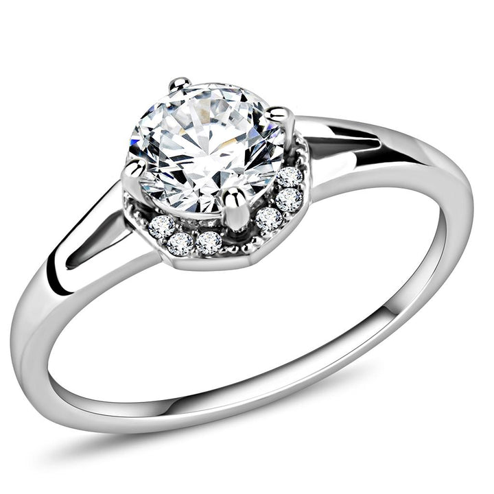 LOVCIA Premium Stainless Steel Ring with Clear AAA CZ Stone, High Polished Finish - Buy stylish Rings for women - Shop latest Ring design - Trendy Rings - Unique fashion Rings - Find the perfect Ring