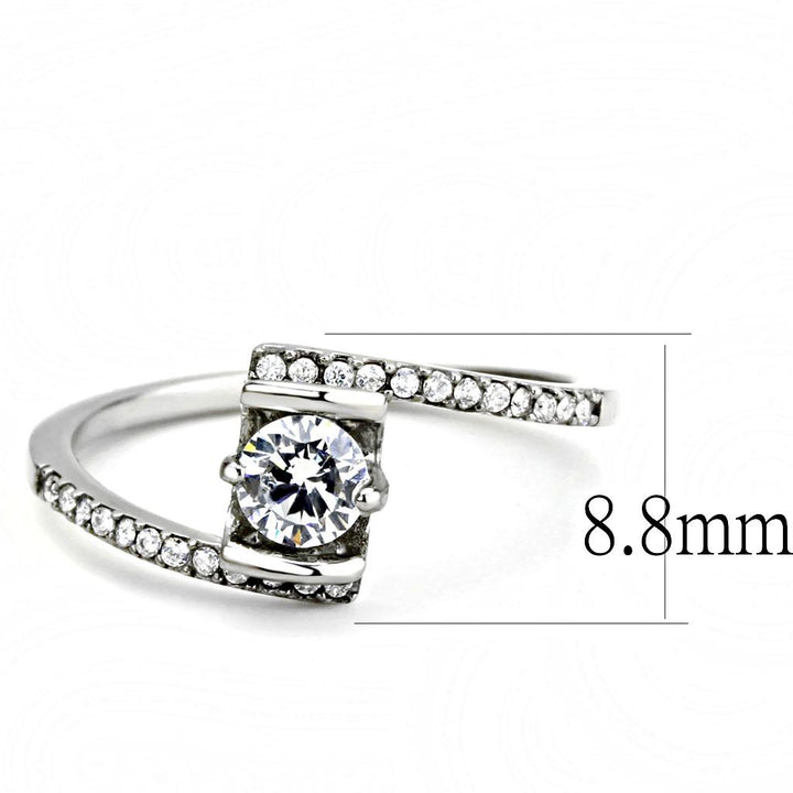 LOVCIA Stainless Steel Ring with Clear AAA Grade CZ Stone, High Polish Finish - Buy stylish Rings for women - Shop latest Ring design - Trendy Rings - Unique fashion Rings - Find the perfect Ring