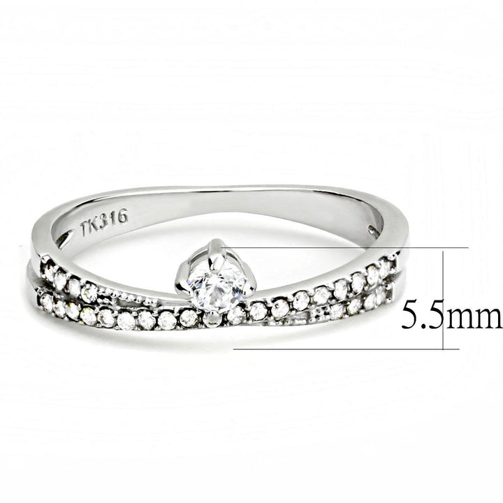 LOVCIA Stainless Steel High Polish Ring with Clear AAA CZ Stone - Buy stylish Rings for women - Shop latest Ring design - Trendy Rings - Unique fashion Rings - Find the perfect Ring