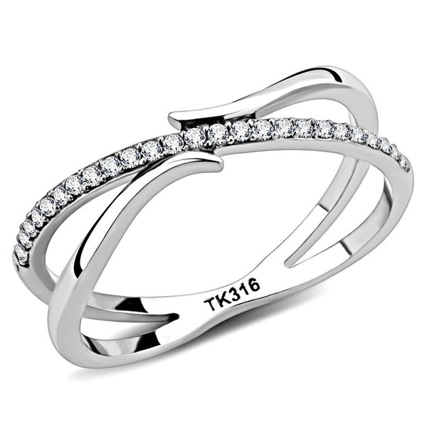 LOVCIA Stainless Steel Ring with Clear AAA Grade CZ, High Polished Finish - Buy stylish Rings for women - Shop latest Ring design - Trendy Rings - Unique fashion Rings - Find the perfect Ring