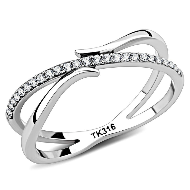 LOVCIA Stainless Steel Ring with Clear AAA Grade CZ, High Polished Finish - Buy stylish Rings for women - Shop latest Ring design - Trendy Rings - Unique fashion Rings - Find the perfect Ring