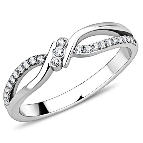 LOVCIA High Shine Stainless Steel Ring with Clear AAA CZ Stone - Buy stylish Rings for women - Shop latest Ring design - Trendy Rings - Unique fashion Rings - Find the perfect Ring