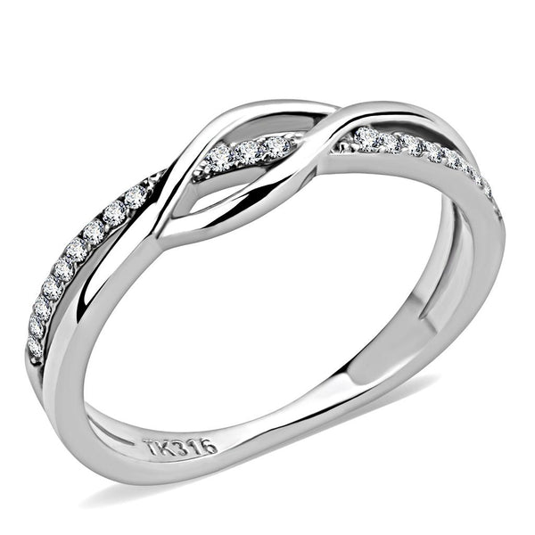 LOVCIA High Shine Stainless Steel Ring with Clear AAA Grade CZ - Buy stylish Rings for women - Shop latest Ring design - Trendy Rings - Unique fashion Rings - Find the perfect Ring