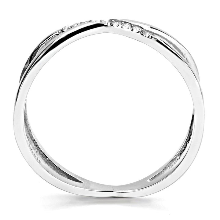 LOVCIA Sleek Stainless Steel Ring with Clear AAA Grade CZ Stone - Buy stylish Rings for women - Shop latest Ring design - Trendy Rings - Unique fashion Rings - Find the perfect Ring