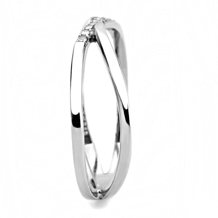 LOVCIA Sleek Stainless Steel Ring with Clear AAA Grade CZ Stone - Buy stylish Rings for women - Shop latest Ring design - Trendy Rings - Unique fashion Rings - Find the perfect Ring