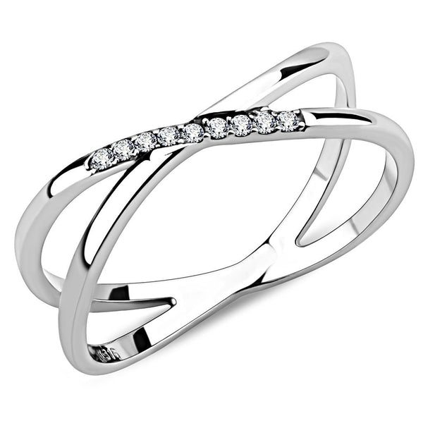 LOVCIA Sleek Stainless Steel Ring with Clear AAA Grade CZ Stone - Buy stylish Rings for women - Shop latest Ring design - Trendy Rings - Unique fashion Rings - Find the perfect Ring