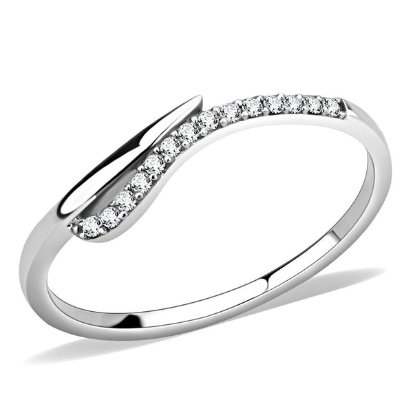 LOVCIA Stainless Steel High Polish Ring with Clear AAA Grade CZ Stone - Buy stylish Rings for women - Shop latest Ring design - Trendy Rings - Unique fashion Rings - Find the perfect Ring