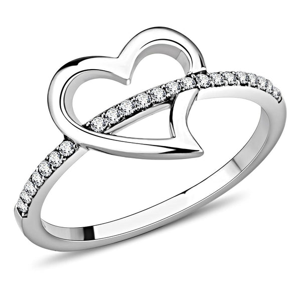 LOVCIA High Shine Stainless Steel Ring with Clear AAA Grade CZ Stone - Buy stylish Rings for women - Shop latest Ring design - Trendy Rings - Unique fashion Rings - Find the perfect Ring