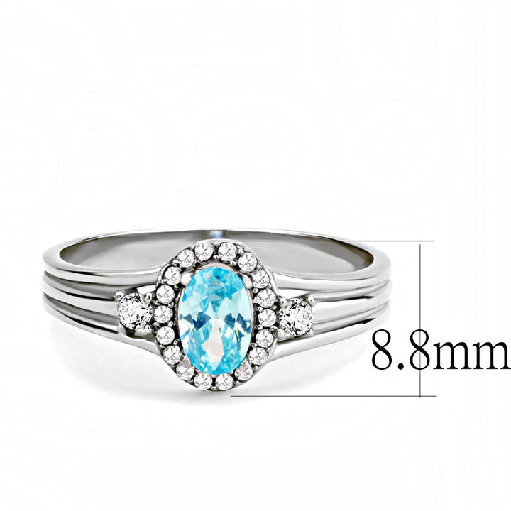 LOVCIA Sea Blue AAA Grade CZ Stainless Steel Ring - High Polish Finish - Buy stylish Rings for women - Shop latest Ring design - Trendy Rings - Unique fashion Rings - Find the perfect Ring