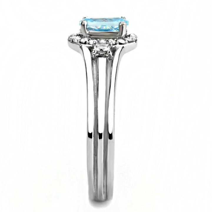 LOVCIA Sea Blue AAA Grade CZ Stainless Steel Ring - High Polish Finish - Buy stylish Rings for women - Shop latest Ring design - Trendy Rings - Unique fashion Rings - Find the perfect Ring