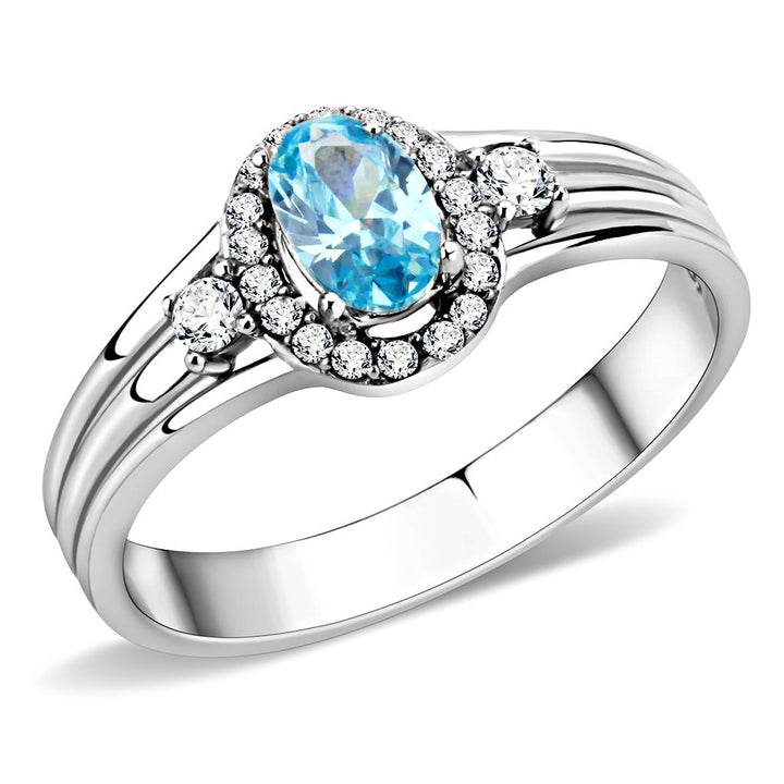 LOVCIA Sea Blue AAA Grade CZ Stainless Steel Ring - High Polish Finish - Buy stylish Rings for women - Shop latest Ring design - Trendy Rings - Unique fashion Rings - Find the perfect Ring